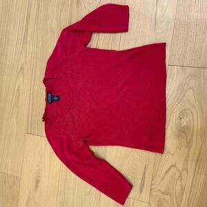 Ann Taylor Factory Red Ribbed Top Women’s Medium 3/4 Sleeve